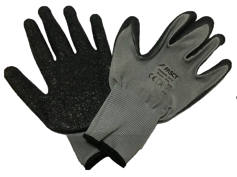 GUANTE FASCY GU12 HILO CON LATEX NEGRO TALLE XL