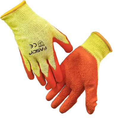 GUANTE FASCY GU02 HILO CON LATEX NARANJA TALLE XL