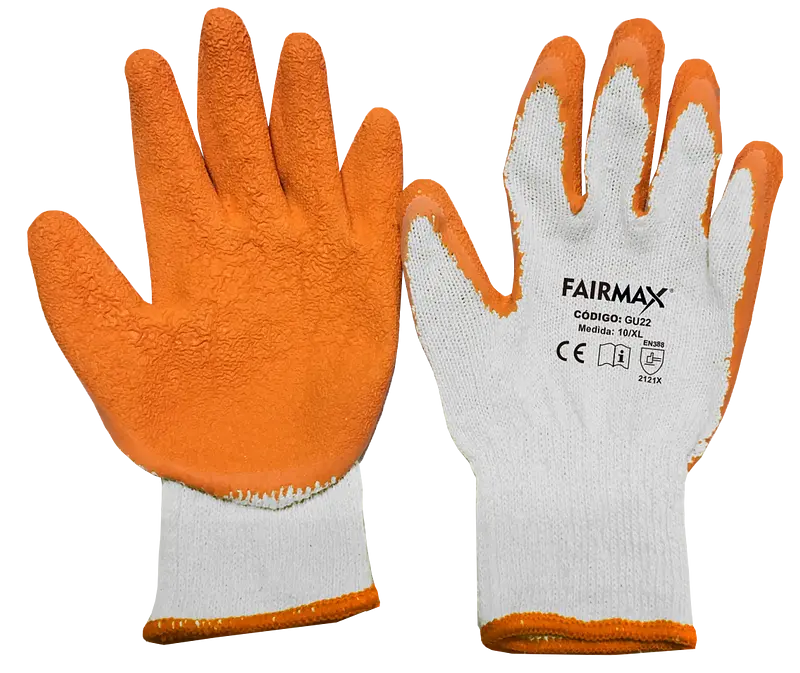 GUANTE FAIRMAX GU22 HILO CON LATEX NARANJA TALLE XL