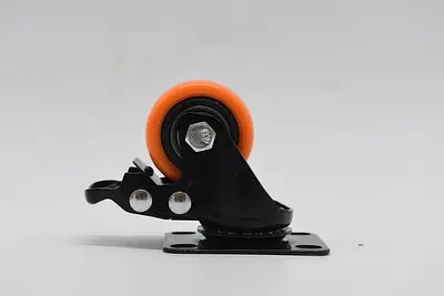 RUEDA JZ NARANJA BASE GIRATORIA Y FRENO