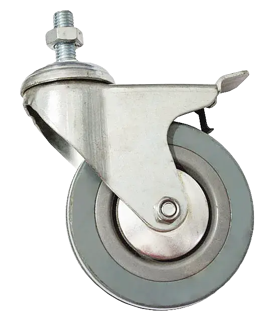 RUEDA GRIS ROSCA GIRATORIA Y FRENO