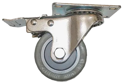 RUEDA GRIS BASE GIRATORIA Y FRENO