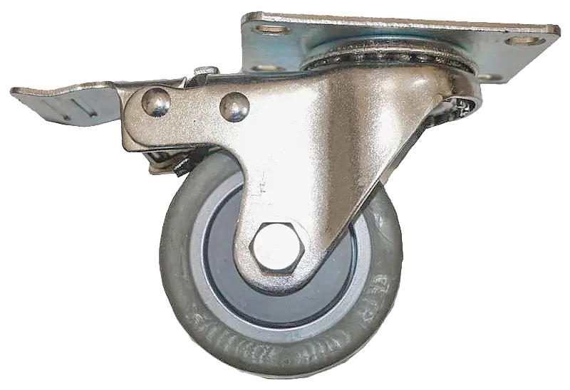 RUEDA GRIS BASE GIRATORIA Y FRENO